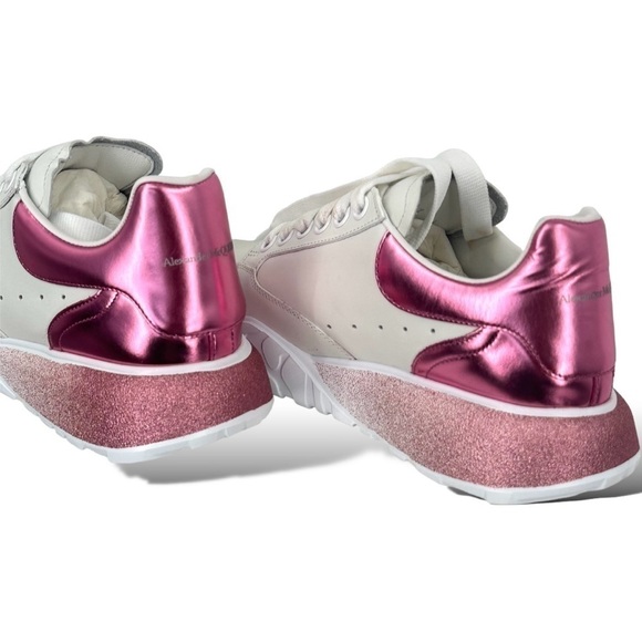 Alexander McQueen Metallic Court Ombre Barbie Pink Glitter Platform Sneakers - Picture 5 of 15